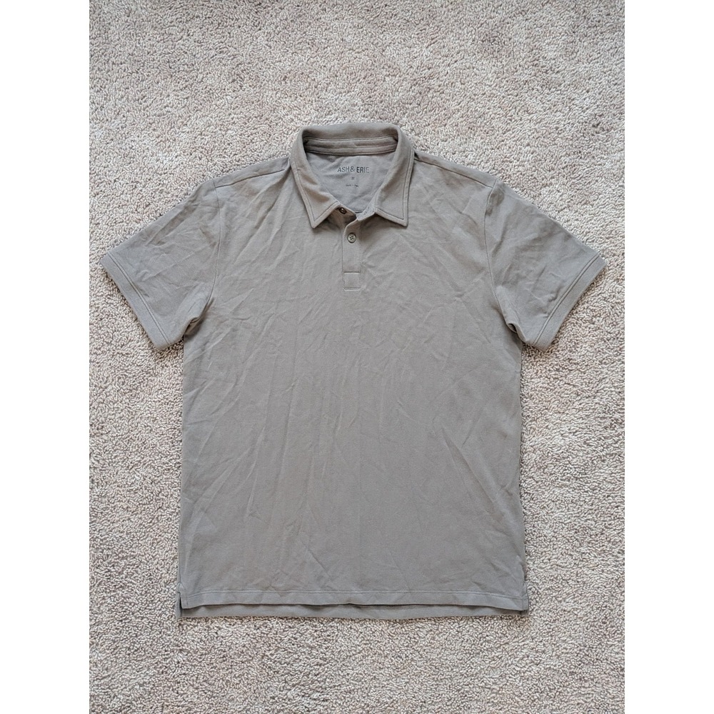 Ash & Erie Polo Shirt Mens Medium Gray Pique Pima Cotton Knit Golf Preppy